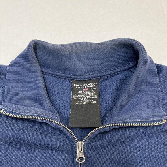 Polo Jeans Company Jacket Mens L Navy Blue Flag Embroidered Full Zip Preppy - Picture 8 of 9